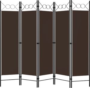 vidaXL Parawan 5-panelowy, brązowy, 200 x 180 cm 2