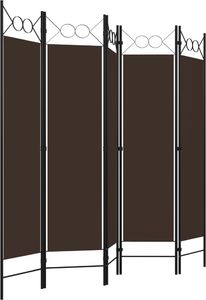vidaXL Parawan 5-panelowy, brązowy, 200 x 180 cm 3