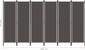 vidaXL Parawan 6-panelowy, antracytowy, 300 x 180 cm 6