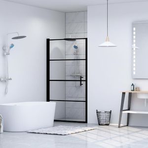 vidaXL Drzwi prysznicowe, hartowane szkło, 100x178 cm , czarne 1