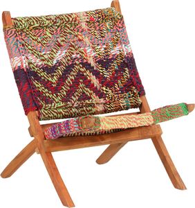 vidaXL Składane krzesło w stylu chindi, wielokolorowa tkanina 1