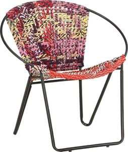 vidaXL Okrągłe krzesło, wielokolorowe, z tkaniny chindi 1