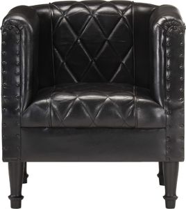 vidaXL Fotel klubowy, czarny, prawdziwa kozia skóra 3