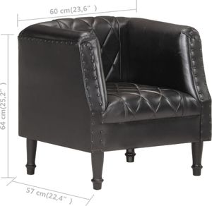 vidaXL Fotel klubowy, czarny, prawdziwa kozia skóra 7