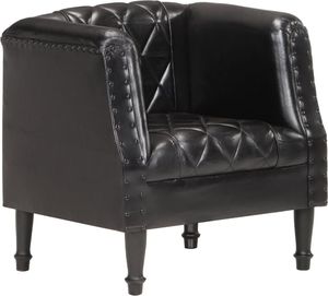 vidaXL Fotel klubowy, czarny, prawdziwa kozia skóra 8