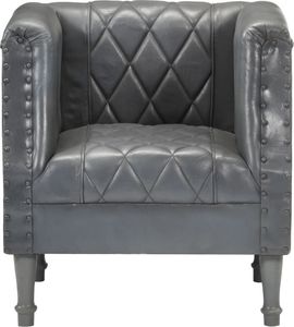 vidaXL Fotel klubowy, szary, prawdziwa kozia skóra 3