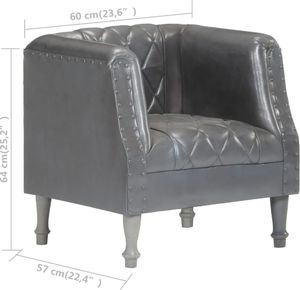 vidaXL Fotel klubowy, szary, prawdziwa kozia skóra 7