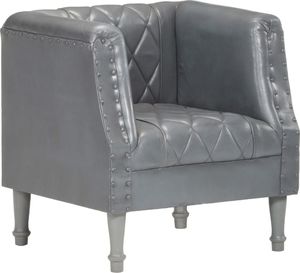 vidaXL Fotel klubowy, szary, prawdziwa kozia skóra 8