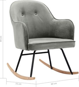 vidaXL Fotel bujany, szary, tapicerowany aksamitem 8