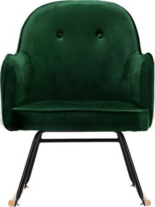 vidaXL Fotel bujany, ciemnozielony, tapicerowany aksamitem 4