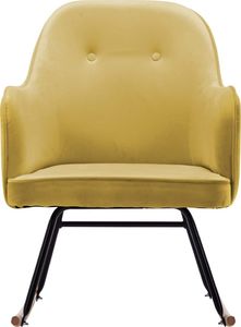 vidaXL Fotel bujany, musztardowy, tapicerowany aksamitem 4