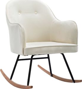 vidaXL Fotel bujany, kremowy, tapicerowany aksamitem 2