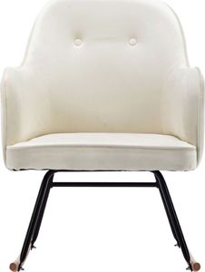 vidaXL Fotel bujany, kremowy, tapicerowany aksamitem 4