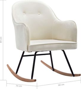 vidaXL Fotel bujany, kremowy, tapicerowany aksamitem 8