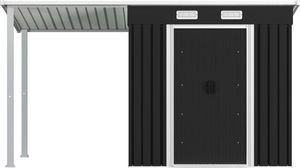 vidaXL Szopa z przedłużonym dachem, antracytowa, 346x121x181 cm, stal 4