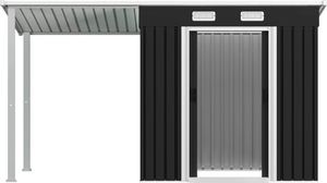 vidaXL Szopa z przedłużonym dachem, antracytowa, 346x121x181 cm, stal 5