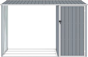 vidaXL Szopa z wiatą na drewno, szara, 245x98x159 cm, stal 3