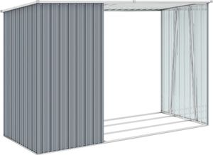 vidaXL Szopa z wiatą na drewno, szara, 245x98x159 cm, stal 5
