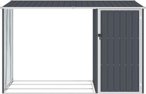 vidaXL Szopa z wiatą na drewno, antracyt, 245x98x159 cm, stal 3