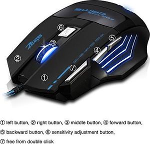 Mysz Dland Zelotes [T80 Dland Zelotes Profesjonalna optyczna mysz LED z 7200 DPI, 7 przyciskami i kablem USB, dla graczy - Regulowany przełącznik DPI 7200/3200/2400/1600/1600 DPI dla profesjonalnych notebooków 5
