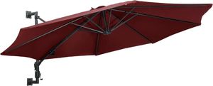 vidaXL Parasol ścienny na metalowym słupku, 300 cm, burgund 1