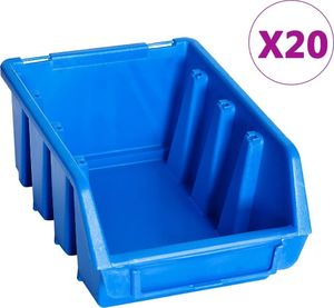 vidaXL Pojemniki sztaplowane, 20 szt., niebieskie, plastikowe 1