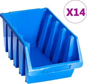 vidaXL Pojemniki sztaplowane, 14 szt., niebieskie, plastikowe 1