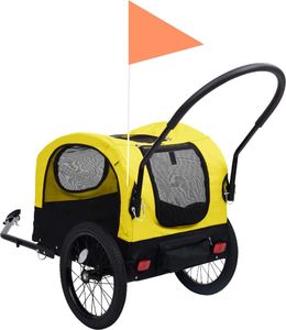 vidaXL Przyczepka Rowerowa dla Zwierząt i do Biegania 2w1 Żółta 4