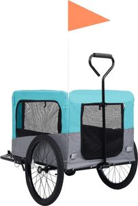 vidaXL Przyczepka rowerowa 2-w-1 dla zwierząt i do biegania, niebiesk-szara 6