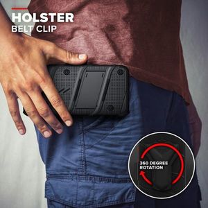 Zizo Bolt Cover - Pancerne etui iPhone 12 Mini ze szkłem 9H na ekran + podstawka uchwyt do paska (czarny) 4