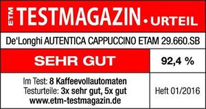 Ekspres ciśnieniowy DeLonghi De'Longhi Autentica Cappuccino ETAM 29.660.SB w pełni automatyczny ekspres z systemem mleka, cappuccino i espresso , cyfrowy wyświetlacz z tekstem, srebrny 4