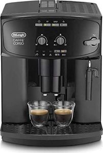 Ekspres ciśnieniowy DeLonghi De'Longhi Caff Corso ESAM 2600 w pełni automatyczny ekspres ze spieniaczem mleka do cappuccino, z przyciskiem bezpośredniego wyboru espresso i pokrętłem, duży zbiornik na wodę 1,8 litra, czarny 1