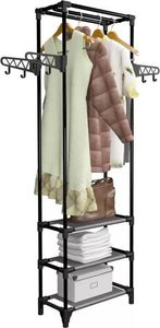 vidaXL Stojak na ubrania, stal i włóknina, 55 x 28,5 x 175 cm, czarny 2