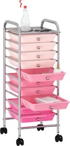 vidaXL Regał na kółkach z 10 szufladami róż ombre 320404 2