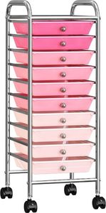 vidaXL Regał na kółkach z 10 szufladami róż ombre 320404 4