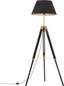 Lampa podłogowa vidaXL Lampa podłogowa na trójnogu, czarno-złota, drewno, 141 cm 1