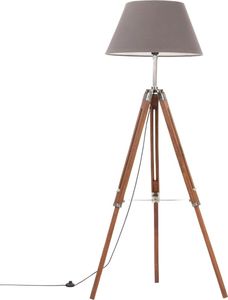 Lampa podłogowa vidaXL Lampa podłogowa na trójnogu, brązowo-szara, tek, 141 cm 1