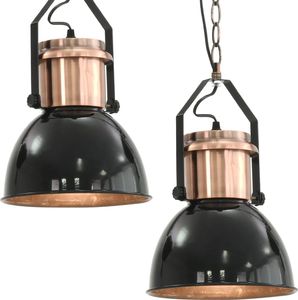 Lampa wisząca vidaXL Lampy sufitowe, 2 szt., czarne, okrągłe, E27 2