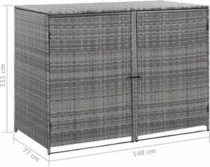 vidaXL Osłona na kosze rattan szara 148x77x111cm VidaXL 8