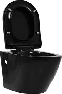 Miska WC vidaXL Wisząca toaleta bez kołnierza, ceramiczna, czarna 1