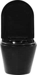 Miska WC vidaXL Wisząca toaleta bez kołnierza, ceramiczna, czarna 6