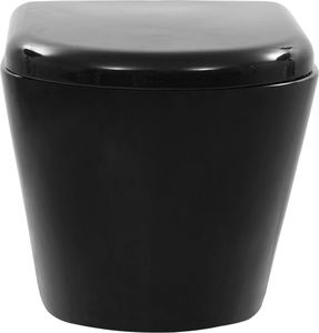 Miska WC vidaXL Wisząca toaleta bez kołnierza, ceramiczna, czarna 7