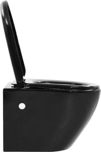 Miska WC vidaXL Wisząca toaleta bez kołnierza, ceramiczna, czarna 8