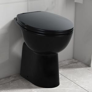 Miska WC vidaXL Wysoka toaleta bez kołnierza, ciche zamykanie, ceramika, czarna 2