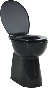 Miska WC vidaXL Wysoka toaleta bez kołnierza, ciche zamykanie, ceramika, czarna 1
