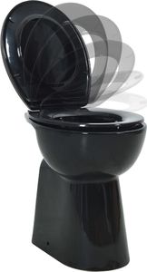 Miska WC vidaXL Wysoka toaleta bez kołnierza, ciche zamykanie, ceramika, czarna 5