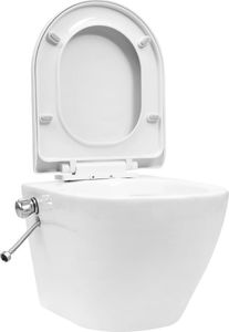 Miska WC vidaXL Wisząca toaleta bez kołnierza z funkcją bidetu biała 1