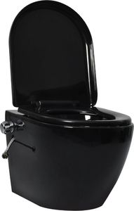 Miska WC vidaXL Wisząca toaleta bez kołnierza funkcja bidetu ceramika czarna 1