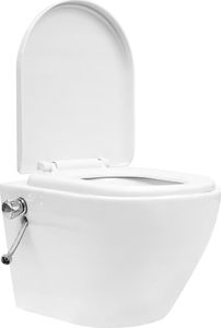 Zestaw podtynkowy vidaXL Toaleta bezkołnierzowa ze spłuczką podtynkową biała 4