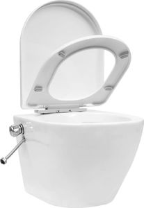 Zestaw podtynkowy vidaXL Toaleta bezkołnierzowa ze spłuczką podtynkową biała 7